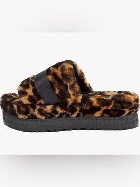 UGG Leopard Fluffita platform slides